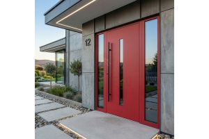 Puerta de entrada de aluminio rojo