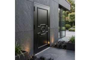 Puerta de aluminio negro