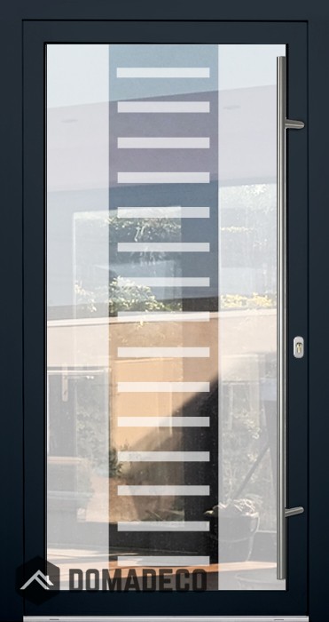 LIM Glass S6 - puerta de entrada de aluminio esmerilado con decoración transparente