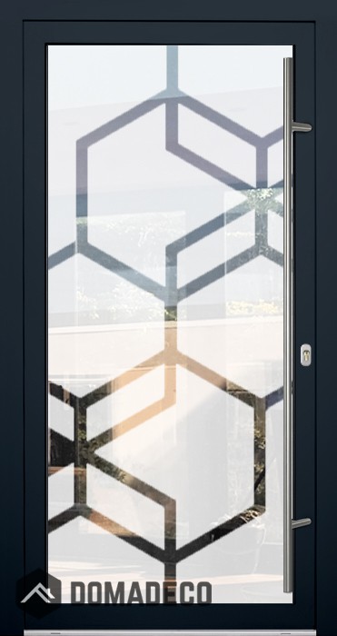 LIM Glass S13 - puerta de seguridad de aluminio esmerilado con decoración transparente