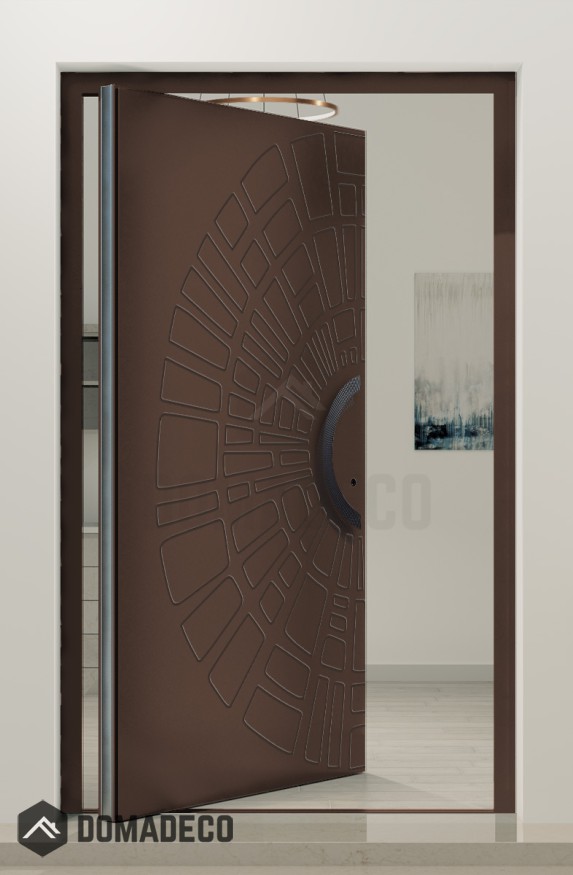PIVOT V63 - puerta de entrada pivotante de aluminio con diseño fresado