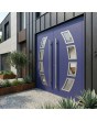 Puerta exterior doble azul con cristal