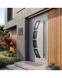 Puerta de entrada de aluminio plateado con cristal