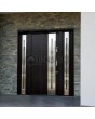 Puerta de entrada de metal macizo con paneles laterales y roble de pantano
