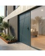 Puerta de entrada moderna de aluminio verde a medida