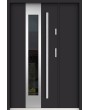 Sta Amerigo Uno: puerta contemporánea de acero inoxidable con panel lateral.