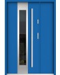 Sta Amerigo Uno: puerta contemporánea de acero inoxidable con panel lateral.