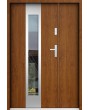 Sta Amerigo Uno: puerta contemporánea de acero inoxidable con panel lateral.