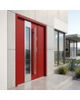 Puerta contemporánea de acero inoxidable rojo con panel lateral