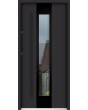 Sta Amerigo noir: puerta contemporánea de acero inoxidable con marco negro alrededor del cristal.