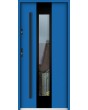 Sta Amerigo noir: puerta contemporánea de acero inoxidable con marco negro alrededor del cristal.
