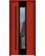 Sta Amerigo noir: puerta contemporánea de acero inoxidable con marco negro alrededor del cristal.