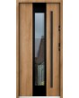 Sta Amerigo noir: puerta contemporánea de acero inoxidable con marco negro alrededor del cristal.