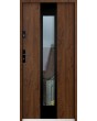 Sta Amerigo noir: puerta contemporánea de acero inoxidable con marco negro alrededor del cristal.