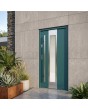Puerta contemporánea de acero inoxidable verde con cristal