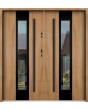 Sta Amerigo Noir Double: puerta doble contemporánea de acero inoxidable con marco negro alrededor del cristal.
