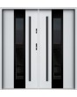 Sta Amerigo Noir Double: puerta doble contemporánea de acero inoxidable con marco negro alrededor del cristal.