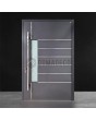Puerta de entrada de aluminio antracita oscuro con cristal