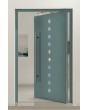 PIVOT Arlekin: puerta pivotante grande de aluminio con diez cristales pequeños.