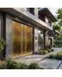 puerta doble de aluminio con bisagras, revestida con chapa de acero inoxidable dorado