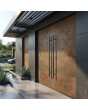 Puerta de entrada doble de aluminio revestida de cuarzo sinterizado color óxido