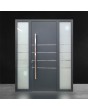 Puerta de entrada de aluminio resistente en color antracita con rayas