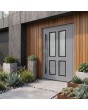 Puerta de aluminio gris de estilo contemporáneo con cristal