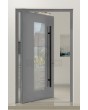 PIVOT C16: puerta pivotante exterior de aluminio con aislamiento y ventana.