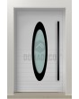 LIM C22: puertas de entrada modernas y seguras de aluminio con cristal ovalado.
