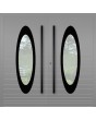 LIM C22 doble: modernas puertas de entrada dobles de aluminio con cristal ovalado.