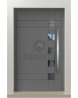 PIVOT C23: puerta de entrada pivotante de aluminio con marco delgado y cinco paneles de vidrio.