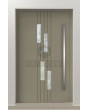 PIVOT C25: puerta delantera pivotante de aluminio con cuatro ventanas.