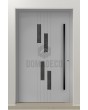 PIVOT C25: puerta delantera pivotante de aluminio con cuatro ventanas.