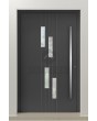 PIVOT C25: puerta delantera pivotante de aluminio con cuatro ventanas.