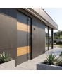 LIM C5 - puerta de entrada de aluminio con decoración de madera