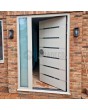 Puerta delantera LIM abatible de aluminio con luz lateral izquierda (vista desde el exterior) 