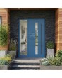 Puerta de entrada moderna de aluminio de calidad azul