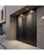 Puerta doble de aluminio de diseño clásico en color negro para el hogar