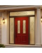 Puerta giratoria de estilo tradicional, de color rojo, con cristal