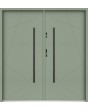 Sta Diego Double: puerta doble de acero contemporánea para exteriores, preinstalada.