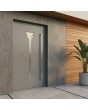 Puerta de entrada moderna y minimalista de aluminio gris