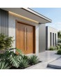 Puerta de entrada contemporánea francesa de roble dorado