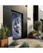 Puerta de entrada de aluminio antracita oscuro con vidrio fundido