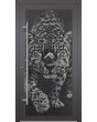  LIM G5 - Puerta de entrada acristalada de aluminio con motivo de tigre en el panel decorativo