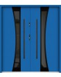 Sta Gemini Double noir: moderna puerta de entrada doble de acero con marco negro alrededor del cristal