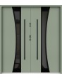 Sta Gemini Double noir: moderna puerta de entrada doble de acero con marco negro alrededor del cristal