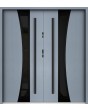 Sta Gemini Double noir: moderna puerta de entrada doble de acero con marco negro alrededor del cristal