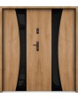Sta Gemini Double noir: moderna puerta de entrada doble de acero con marco negro alrededor del cristal