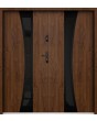 Sta Gemini Double noir: moderna puerta de entrada doble de acero con marco negro alrededor del cristal