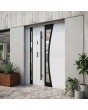 Puerta de entrada moderna de acero blanco con panel lateral